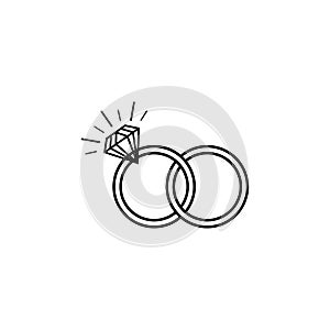 Diamond ring icon. simple flat vector illustration