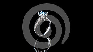 Diamond Ring Isolated on White Engagement Solitaire Style Ring. AI Generative
