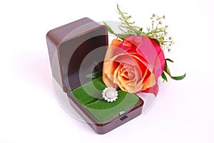 Diamond ring with red rose