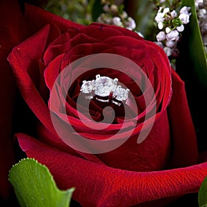 Diamond Ring in Red Rose