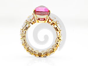 Diamond ring with ruby