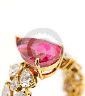 Diamond ring with ruby