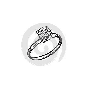 Diamond ring vector hand drawn illustration