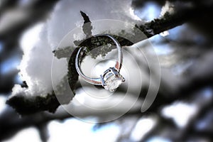 Diamond ring in winter scene