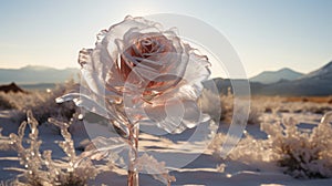 Diamond Rose of the Frozen Desert: A Study in Contrast and Resilience. Generative Ai