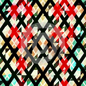 Diamond seamless pattern with grunge effect