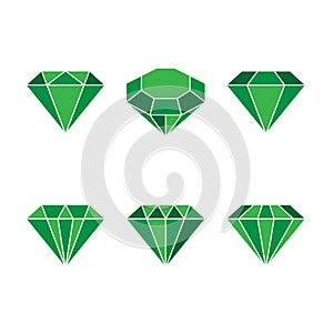 Diamond set icon. Vector Illustration. Shiny crystal sign.