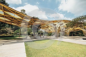 Diamond shape roof top detail of Garden pavilion in Kuala Lumpur`s Perdana Botanical Gardens in Jalan Tembusu, Malaysia