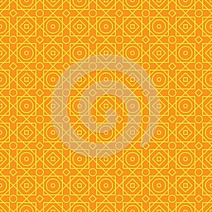 Diamond shape square style symmetry yellow orange seamless pattern