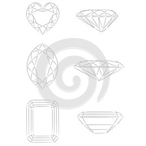 Diamond shapes vector: Heart - Marquise - Emerald photo