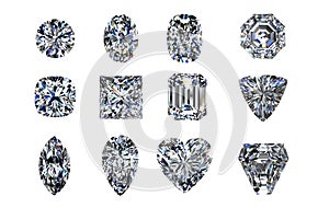 Diamond shapes isolated on white. 3d render