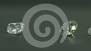 Diamond shine on the table black background. 1 carat diamond. jewelery diamond