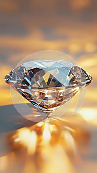 A diamond is shown in a close up on a yellow background