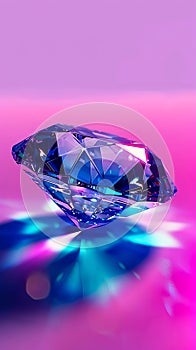 A diamond is shown on a pink and blue background