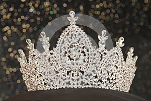 Diamond Silver Crown for Miss Pageant Beauty Contest, Crystal Tia