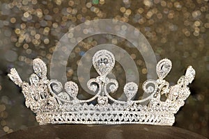 Diamond Silver Crown for Miss Pageant Beauty Contest, Crystal Tia