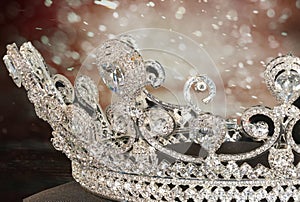 Diamond Silver Crown for Miss Pageant Beauty Contest, Crystal Tia