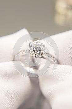 The diamond silver wedding ring