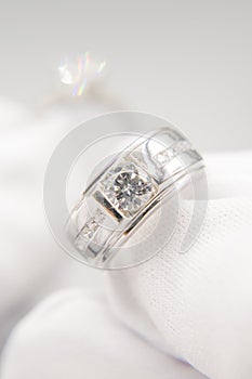 The diamond silver wedding ring