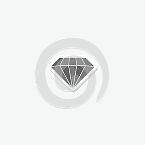 Diamond simple icon sticker isolated on gray background