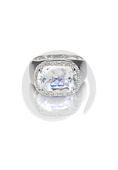 Diamond solitaire engagement cushion cut wedding ring