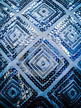 Diamond square blue silver sequins