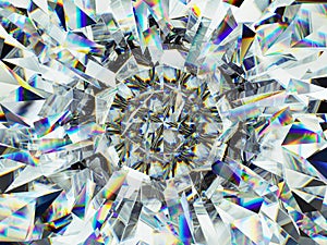 Diamond structure extreme closeup and kaleidoscope