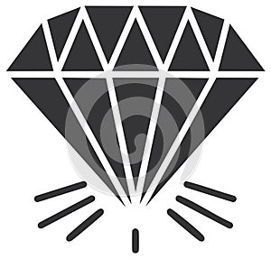 Diamond symbol radiating light sparkles abstract clean design