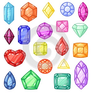 Diamond vector gem and precious gemstone or crystal stone for jewellery illustration crystalline set of jewel or mineral