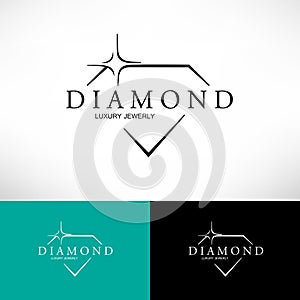 Diamond vector icon set in line style. Logo design.