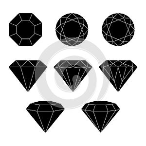 Diamond vector icons set.