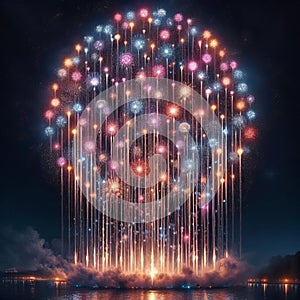 33 89. Diamond vertical shells_ Large, spherical fire