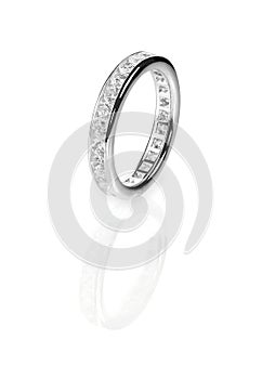 Diamond wedding band channel set bridal ring