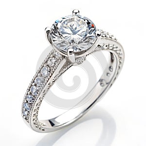 Diamond wedding ring isolated on white background