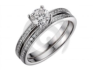 diamond wedding ring isolated on white