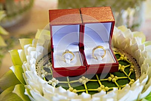 Diamond wedding ring in the luxury box. wedding ring. engagement signs.