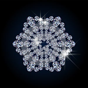 Diamond xmas snowflake winter card, vector