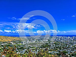 Diamondhead and the city of Honolulu, Kaimuki, Kahala, and oceanscape on Oahu