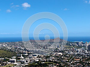 Diamondhead and the city of Honolulu on Oahu on a