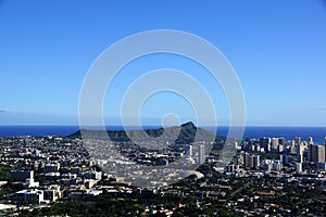 Diamondhead and the city of Honolulu on Oahu on a nice day