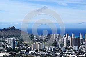 Diamondhead and the city of Honolulu on Oahu on a nice day