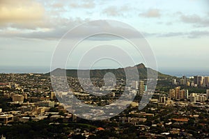 Diamondhead and the city of Honolulu on Oahu on a nice day