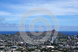 Diamondhead and the city of Honolulu on Oahu on a nice day