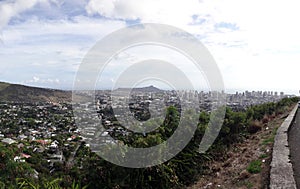 Diamondhead and the city of Honolulu on Oahu panoramic