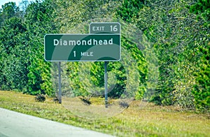 Diamondhead interstate road sign, Louisiana