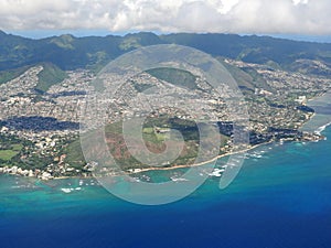 Diamondhead and other Oahu areas from the sky