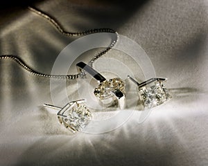 Diamonds Earings and Pendant