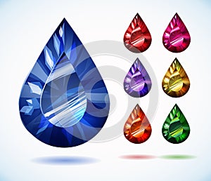 Diamonds and gemstones colorful vector set