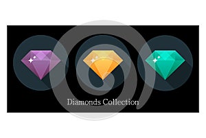 Diamonds icons set in different colors