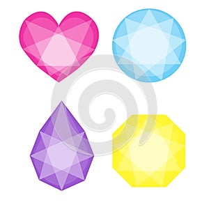 Diamonds icons set in different colors